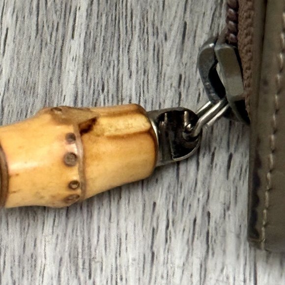 Gucci Bamboo Small Wallet Khaki Color Leather & Canvas Excellent Condition - Picture 3 of 16